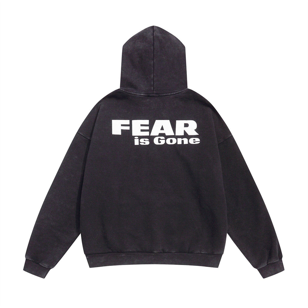 FEAR OF GOD FOG Main Line Letter Print Washed Ripped Fleece‑Lined Loose Hoodie