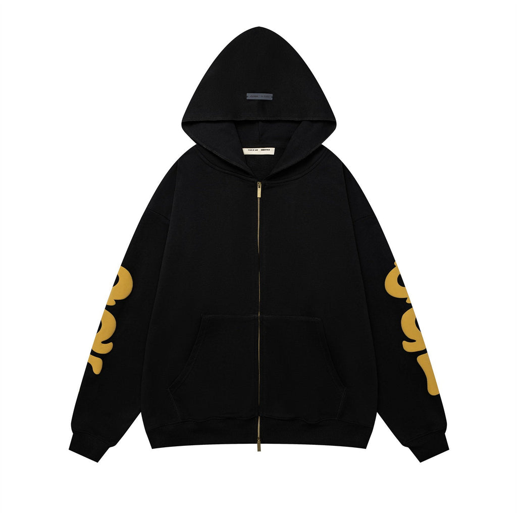 Fear of God FOG ESSENTIALS Foam Print Kirin Sleeve Zip‑Up Hoodie
