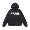 FEAR OF GOD FOG Main Line Letter Print Washed Ripped Fleece‑Lined Loose Hoodie